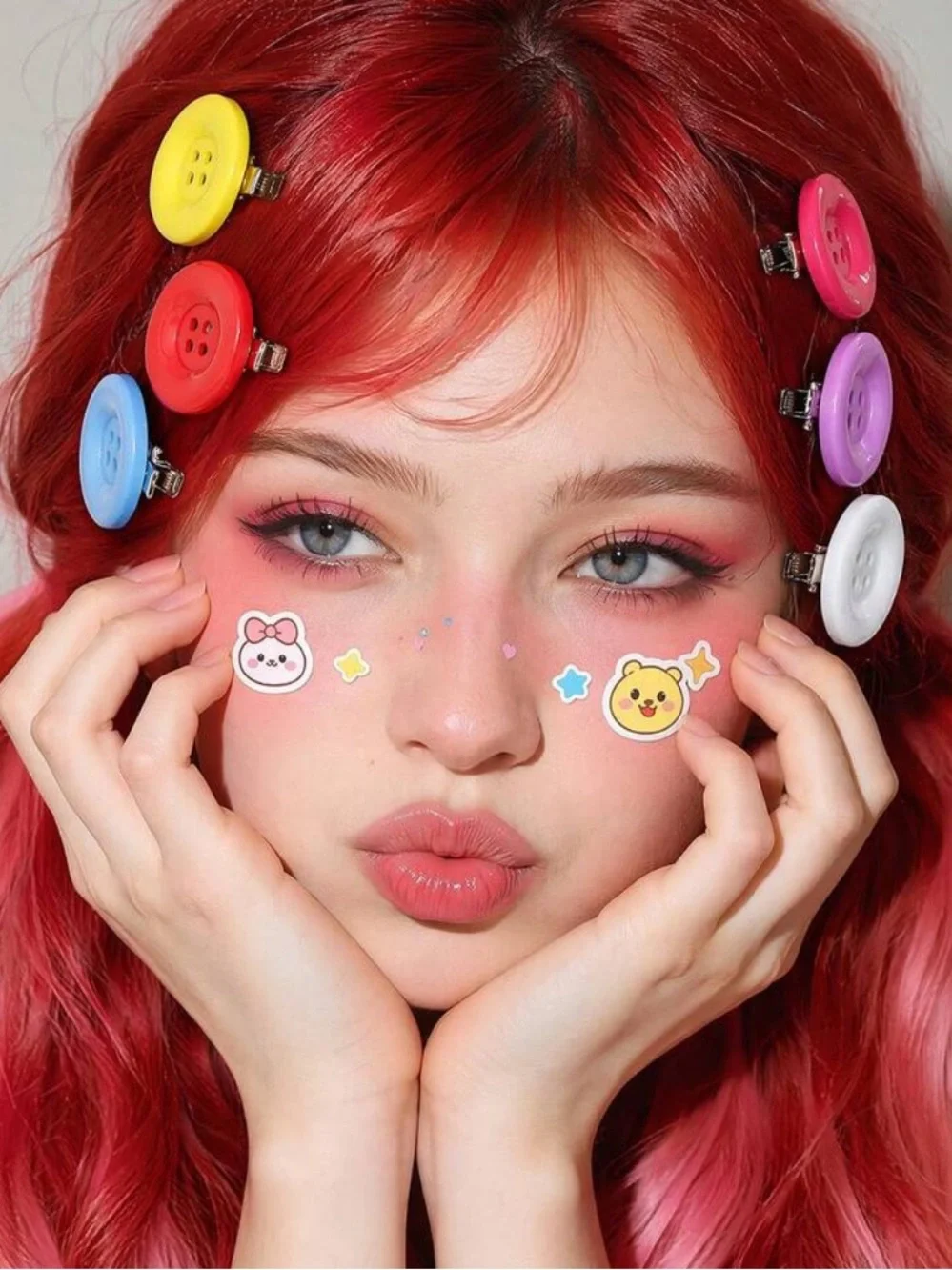 Multicolor Button Hair Clips - Women Accessories